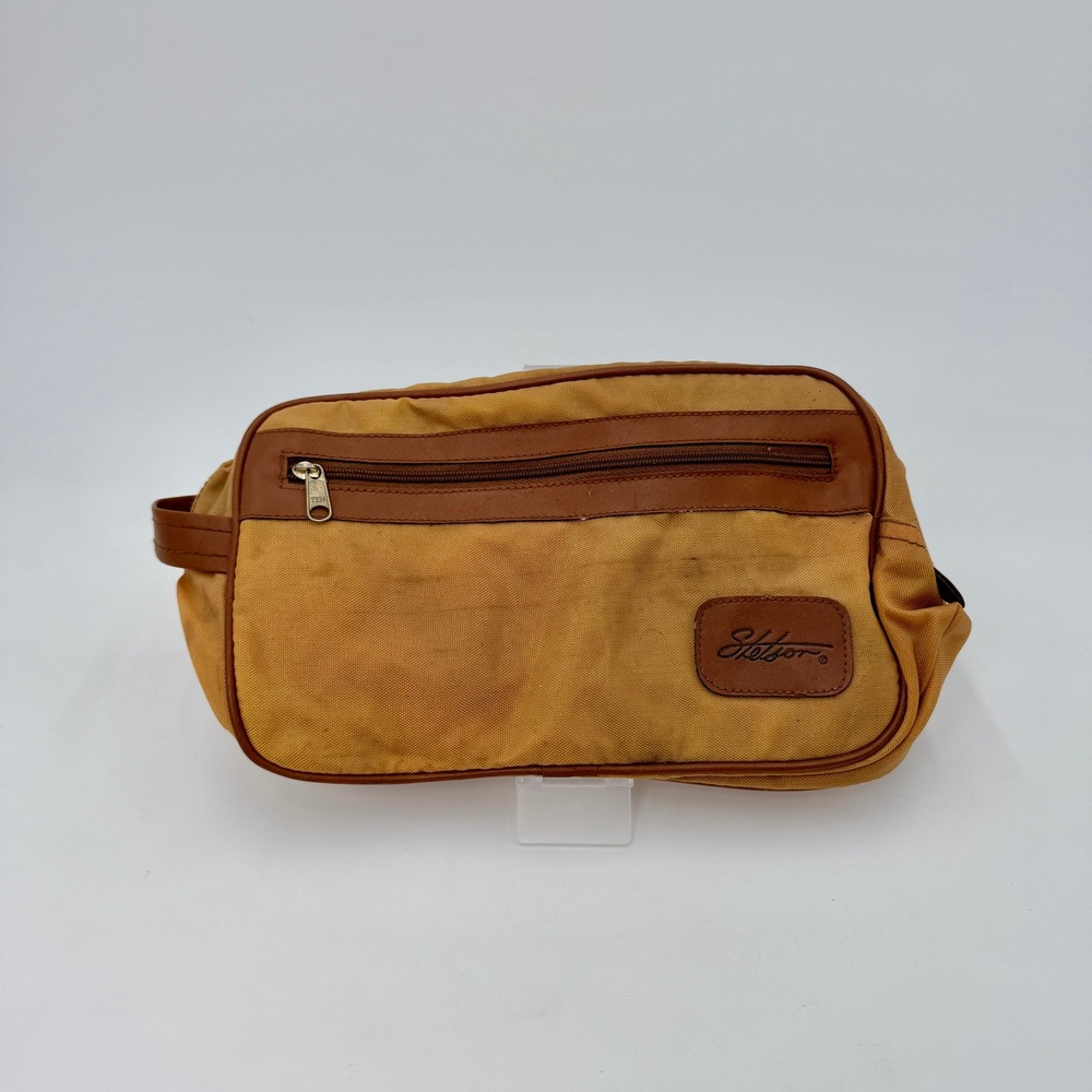 Stetson Mens Vintage Canvas Toiletry Bag Dopp Kit Tan Brown Western Travel Bag